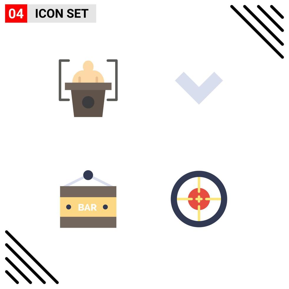 Stock Vector Icon Pack of 4 Line Signs and Symbols for education entertainment arrow bar army Editable Vector Design Elements