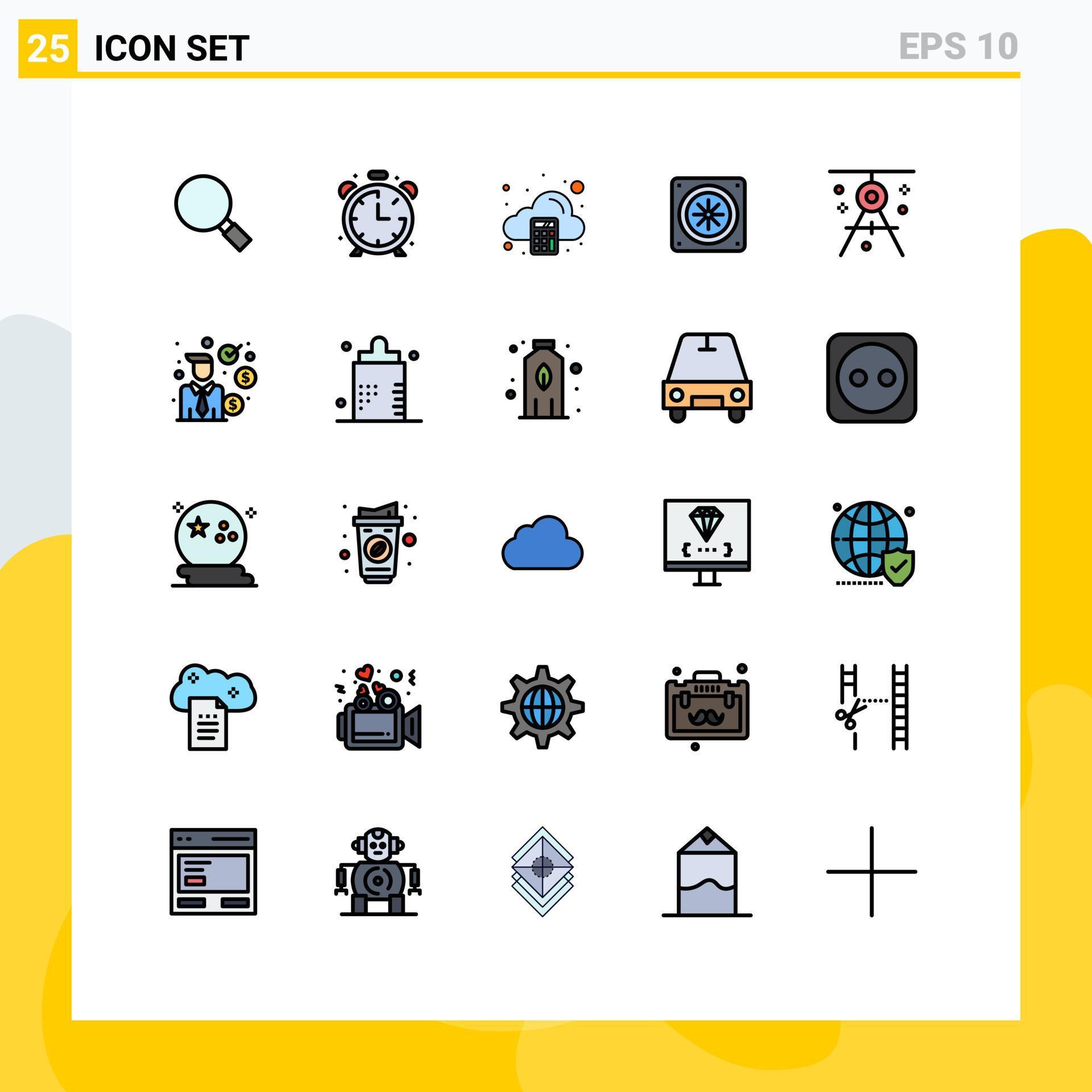 25 Universal Filled line Flat Color Signs Symbols of draft architecture ...