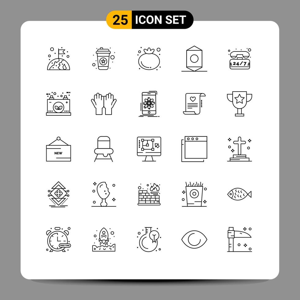 Modern Set of 25 Lines Pictograph of telephone help food wrapper food Editable Vector Design Elements
