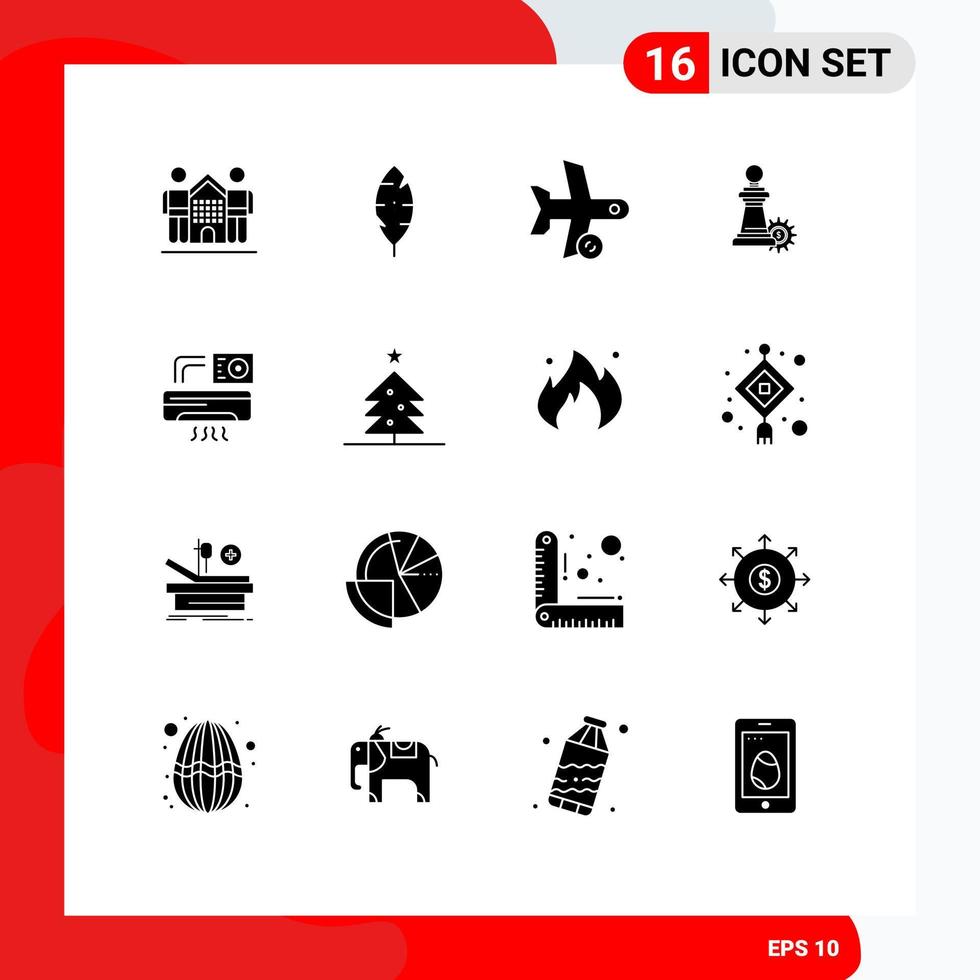 16 Universal Solid Glyphs Set for Web and Mobile Applications air strategy flight business transportation Editable Vector Design Elements