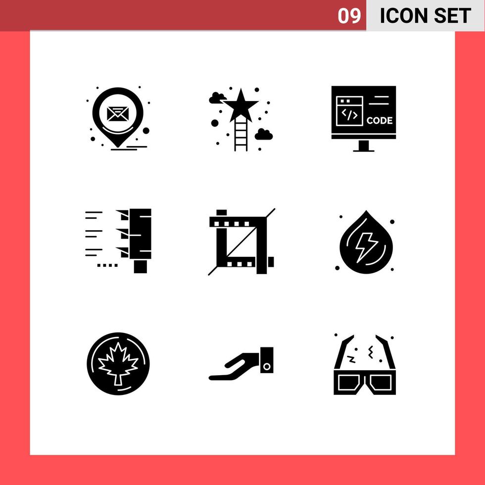 9 User Interface Solid Glyph Pack of modern Signs and Symbols of crop traffic light success traffic develop Editable Vector Design Elements