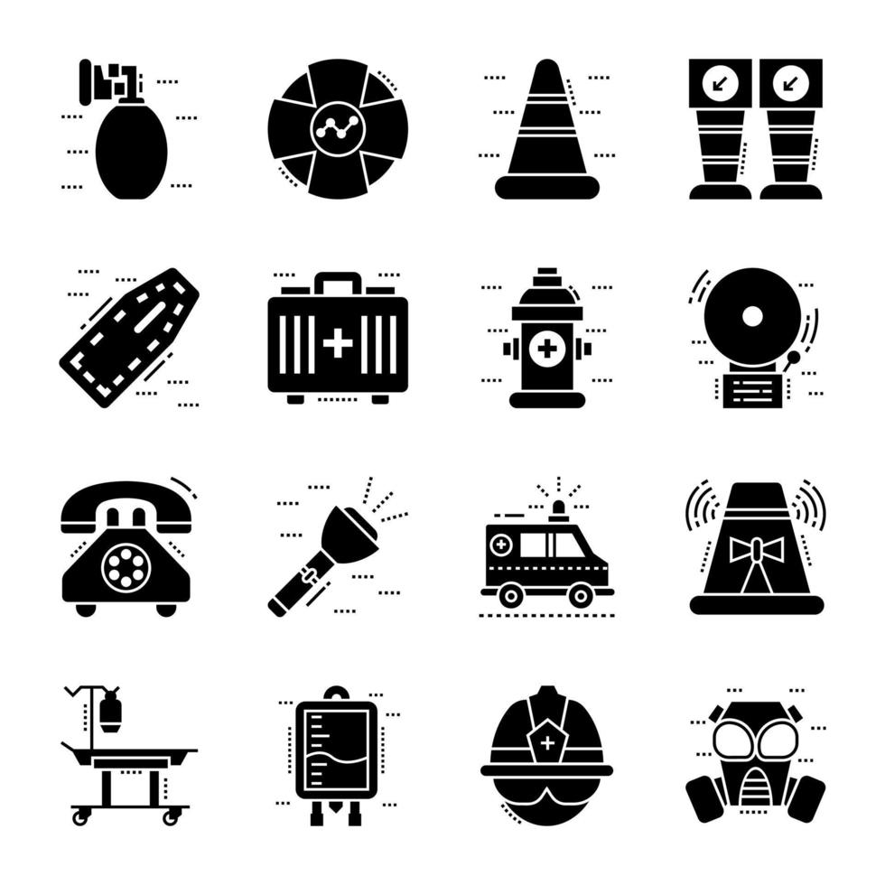 Pack of Rescue Services Glyph Icons vector