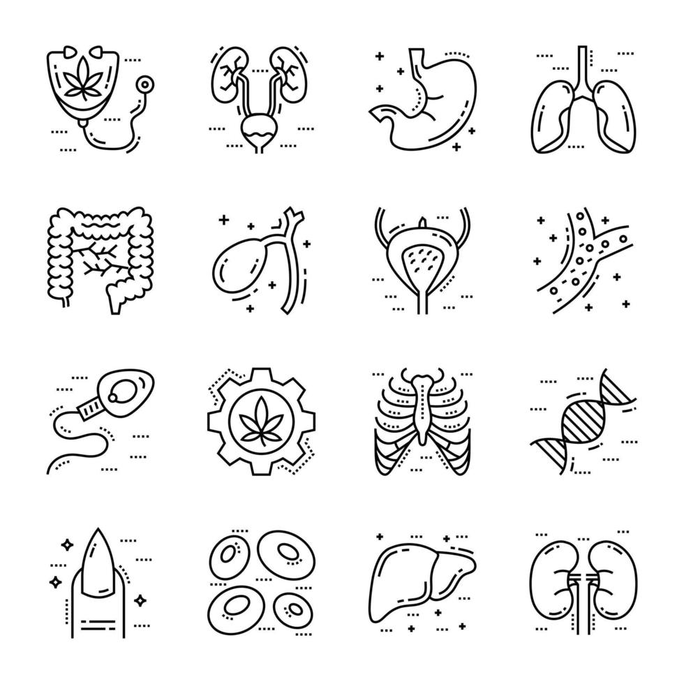 paquete de iconos de línea médica vector