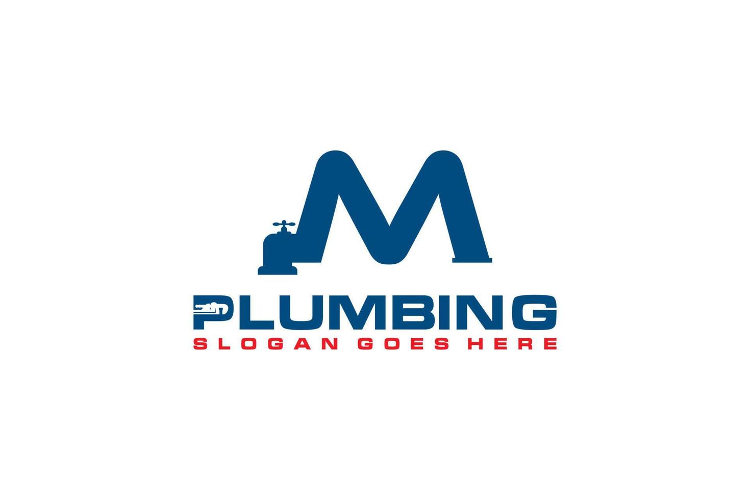 M Initial for Plumbing Service Logo Template, Water Service Logo icon vector. vector