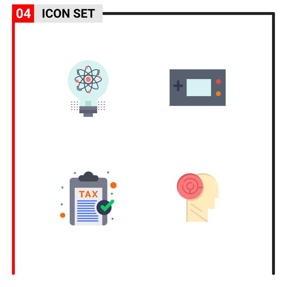 Universal Icon Symbols Group of 4 Modern Flat Icons of idea technology solution electronics finance Editable Vector Design Elements