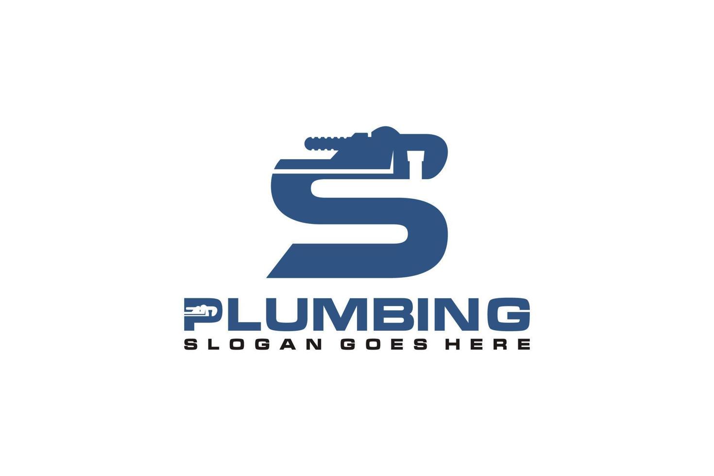 S Initial for Plumbing Service Logo Template, Water Service Logo icon vector. vector