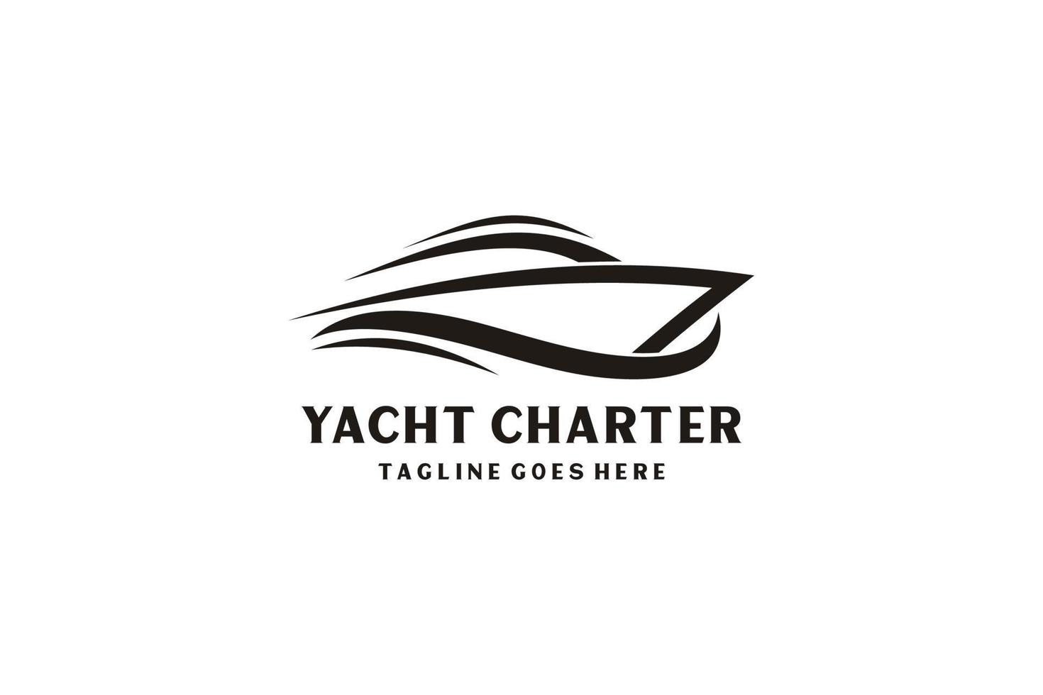 Inspiración en el diseño del logotipo del crucero en yate con un estilo de arte minimalista. vector