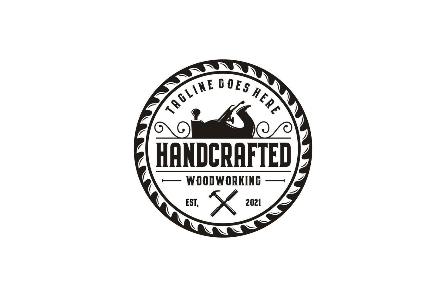 Retro Vintage Woodworking Logo design with Fore Plane, Jack Plane vector