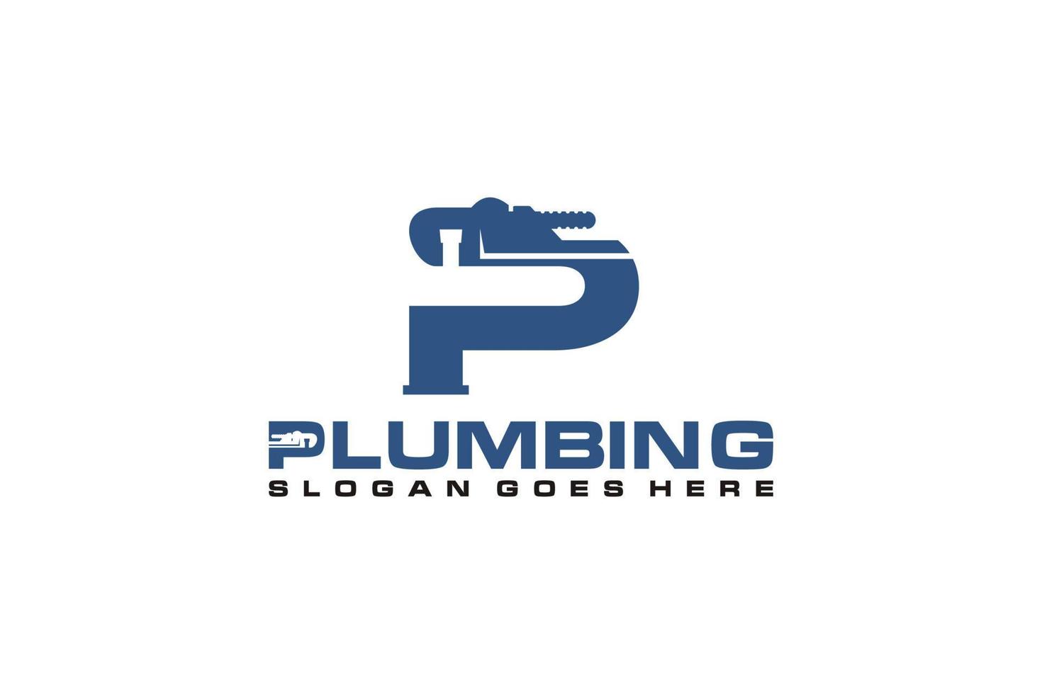 p inicial para plantilla de logotipo de servicio de plomería, vector de icono de logotipo de servicio de agua.