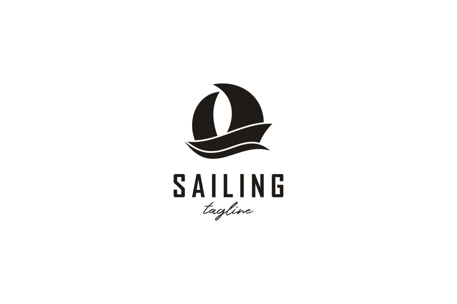 Simple Sailing Yacht Silhouette Logo design inspiration vector