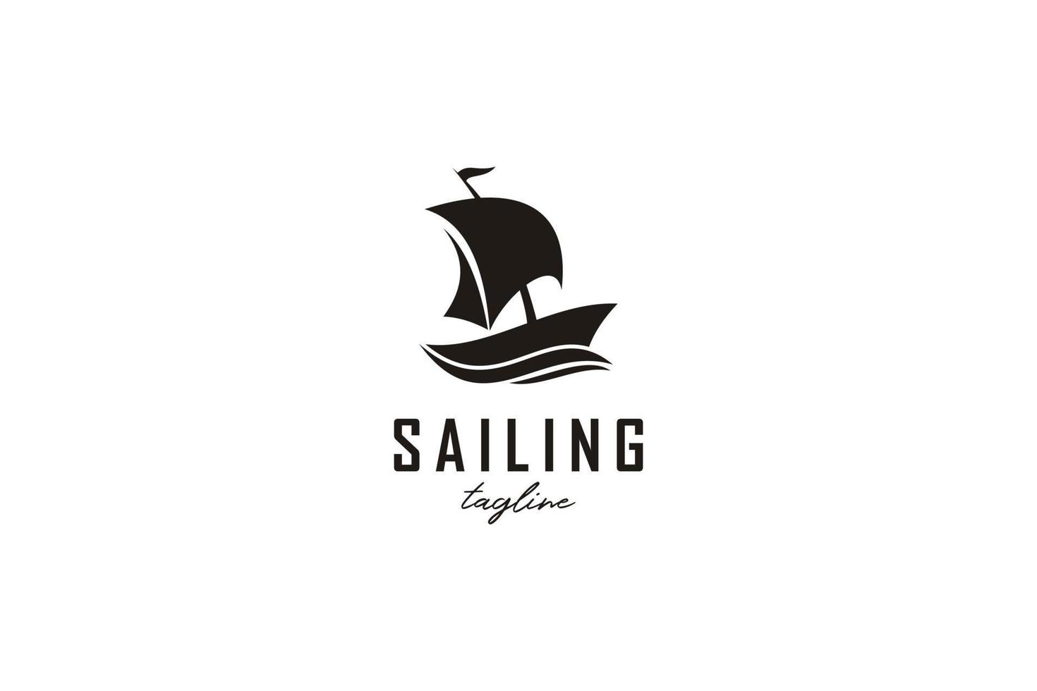 Simple Sailing Yacht Silhouette Logo design inspiration vector