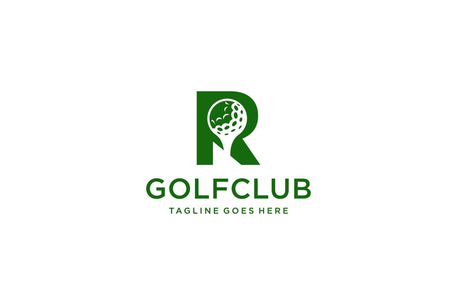 letra r para la plantilla vectorial de diseño del logotipo de golf, etiqueta vectorial de golf, logotipo del campeonato de golf, ilustración, icono creativo, concepto de diseño vector
