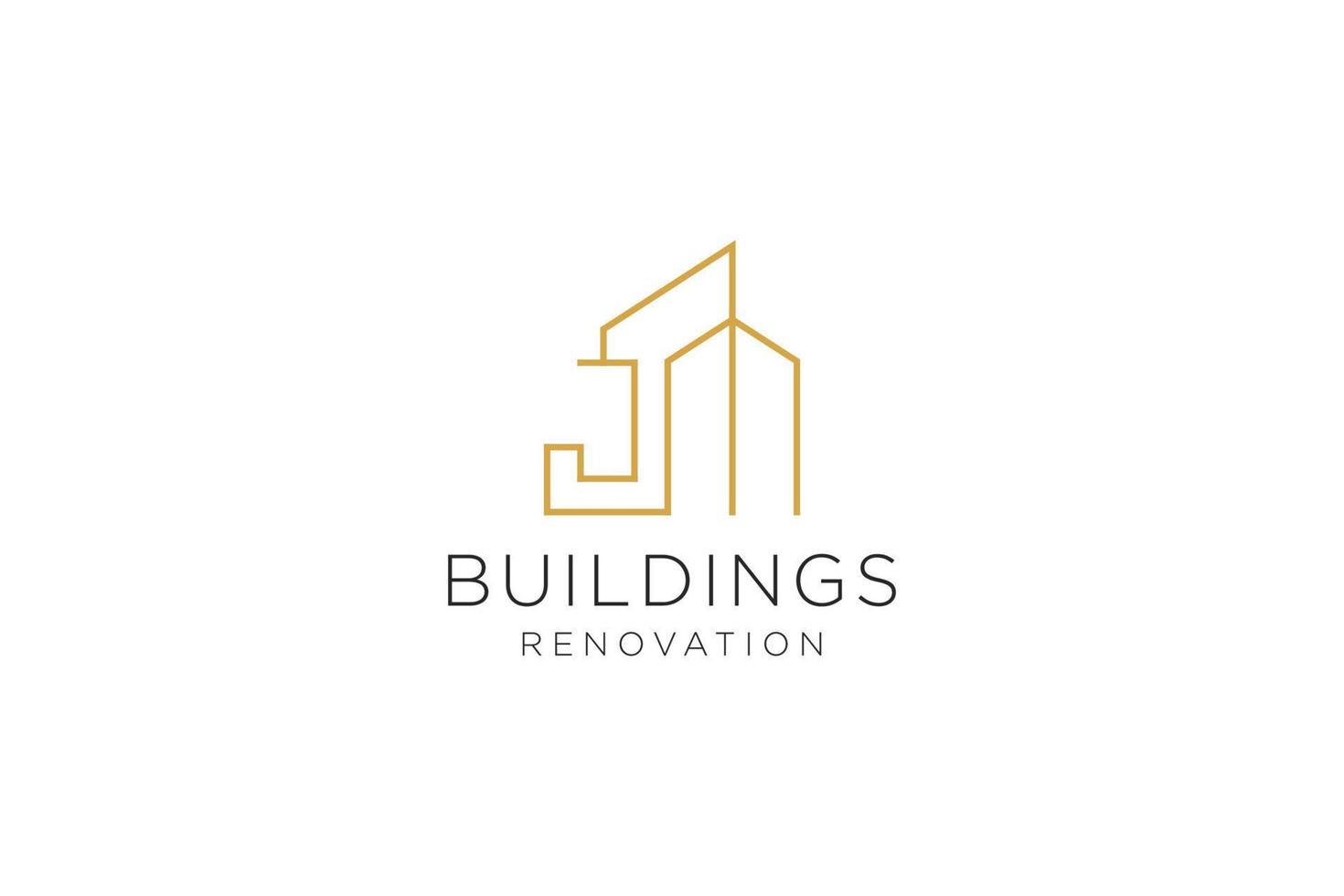 Letter J for Real Estate Remodeling Logo. Construction Architecture Building Logo Design Template Element. vector