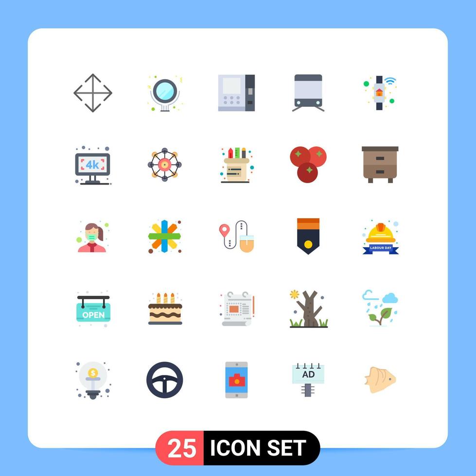 paquete de 25 signos y símbolos de colores planos modernos para medios de impresión web, como controlar el control de dinero doméstico, acceder a elementos de diseño de vectores editables
