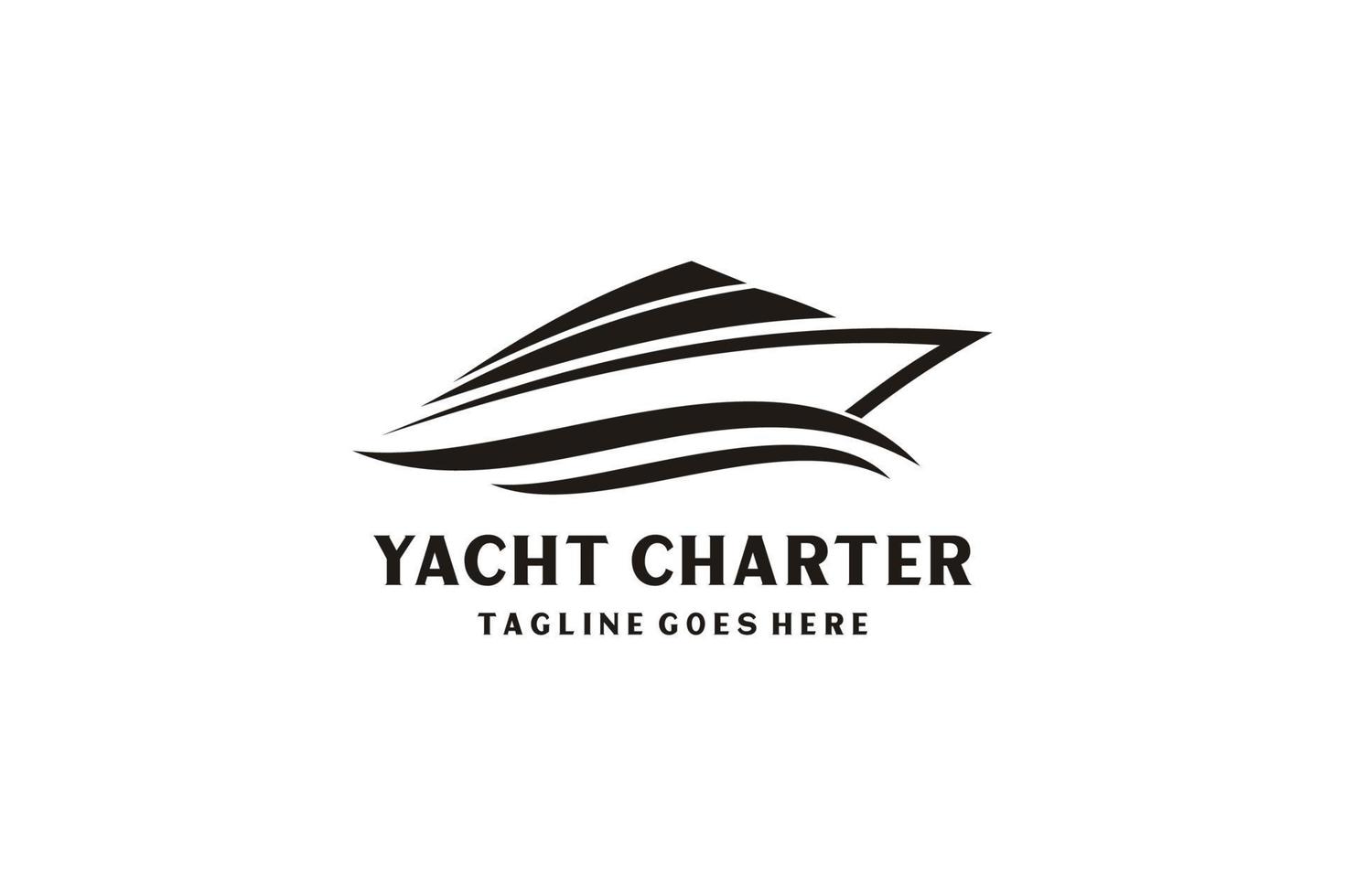 Inspiración en el diseño del logotipo del crucero en yate con un estilo de arte minimalista. vector