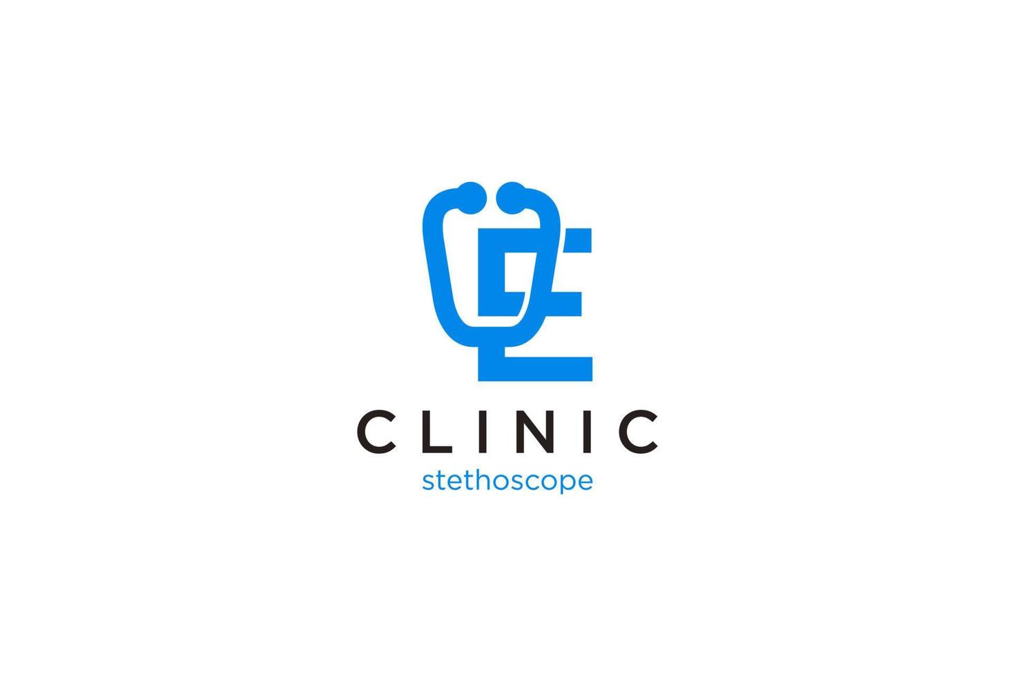 Letter E Logo with stethoscope for medical and pharmacy vector