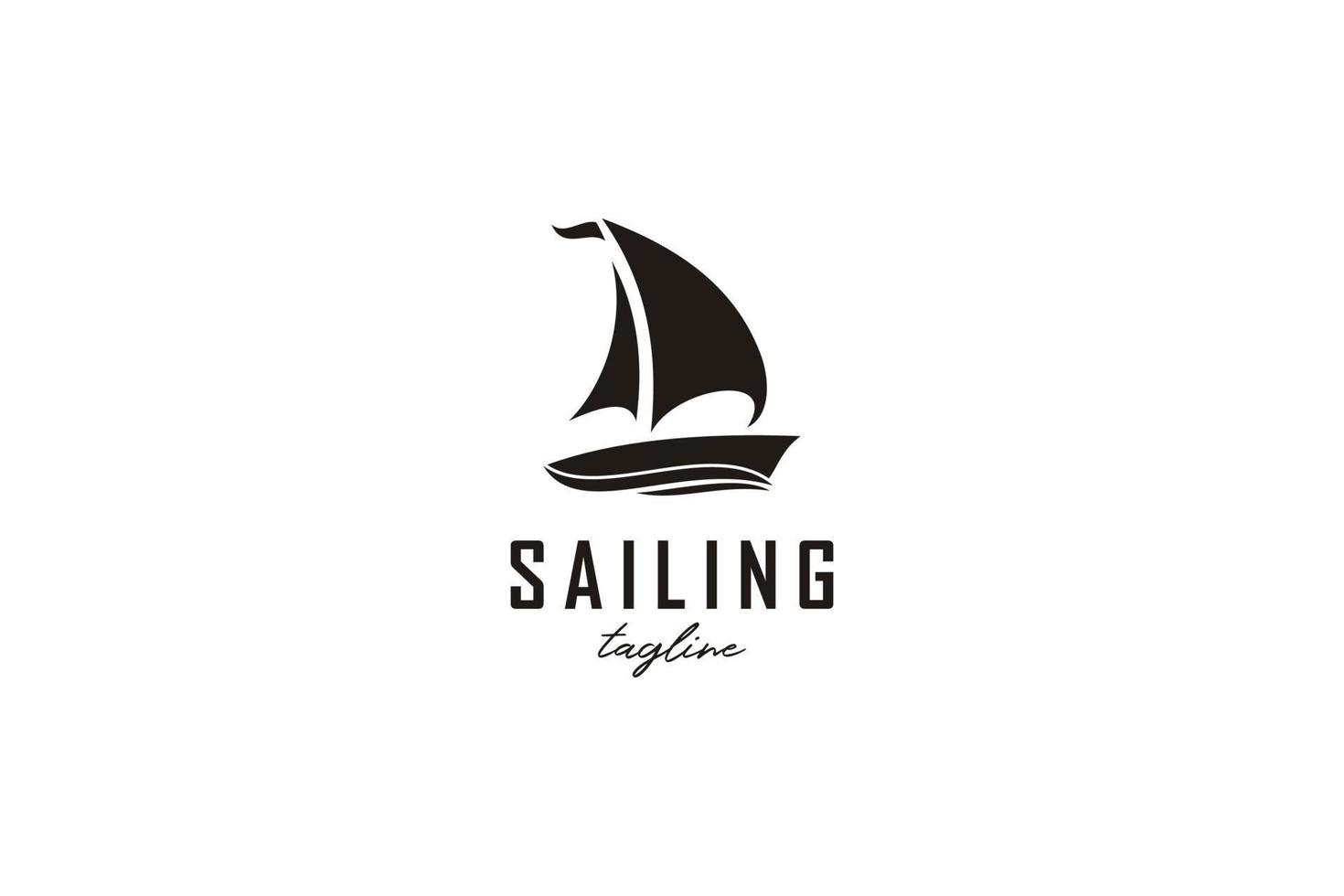 Simple Sailing Yacht Silhouette Logo design inspiration vector