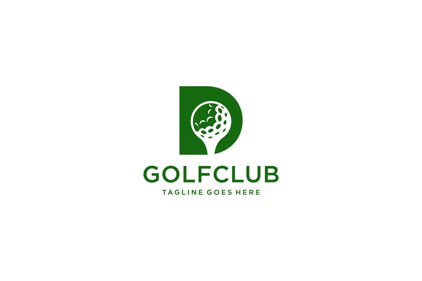 letra d para la plantilla vectorial de diseño del logotipo de golf, etiqueta vectorial de golf, logotipo del campeonato de golf, ilustración, icono creativo, concepto de diseño vector