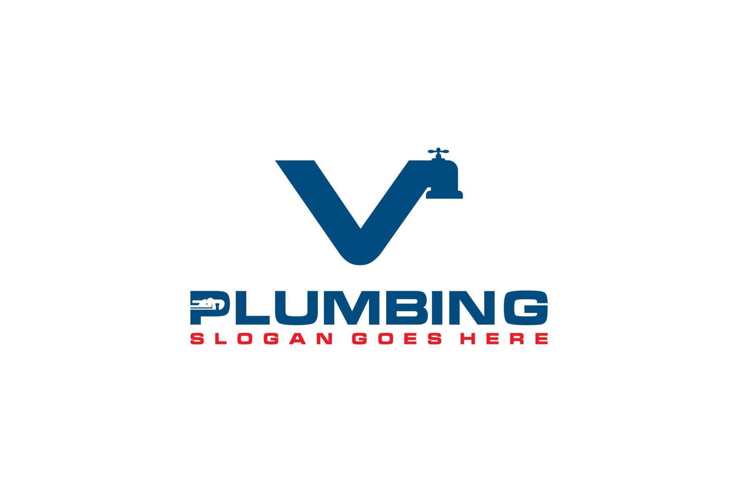 V Initial for Plumbing Service Logo Template, Water Service Logo icon vector. vector