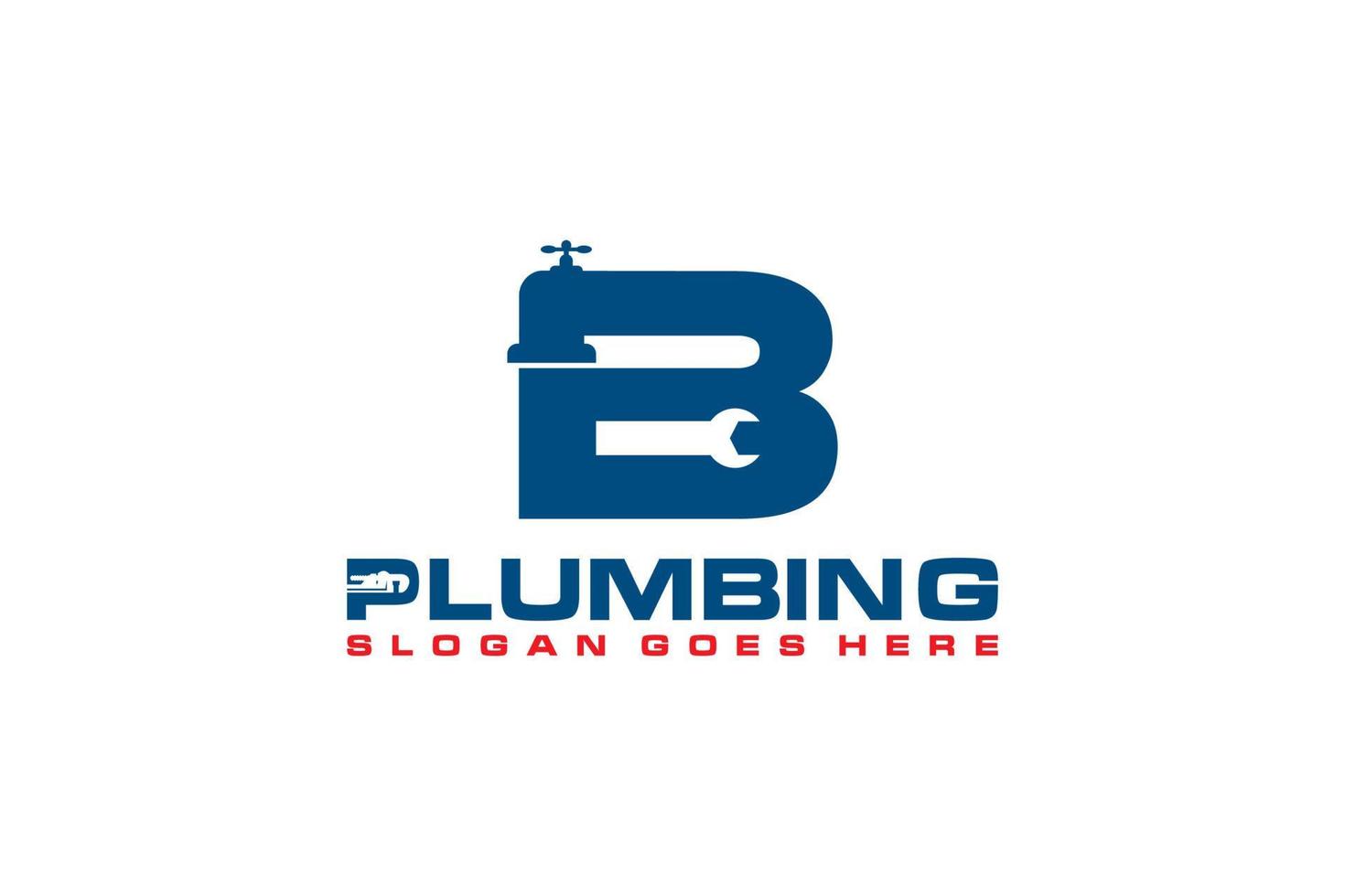 B Initial for Plumbing Service Logo Template, Water Service Logo icon vector. vector