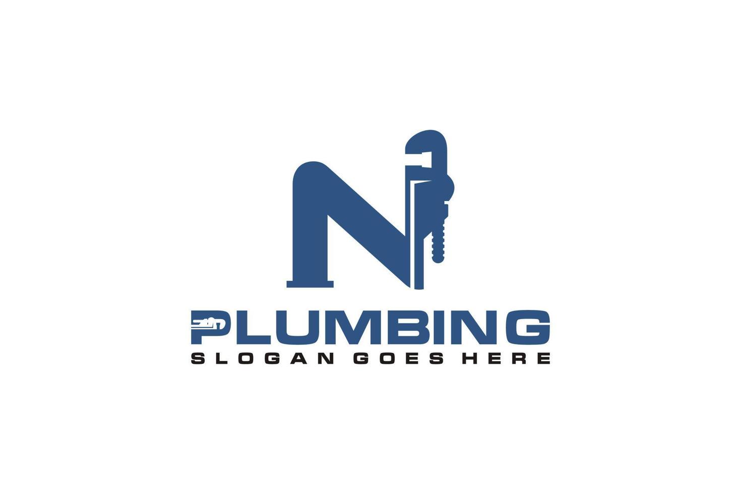 N Initial for Plumbing Service Logo Template, Water Service Logo icon vector. vector