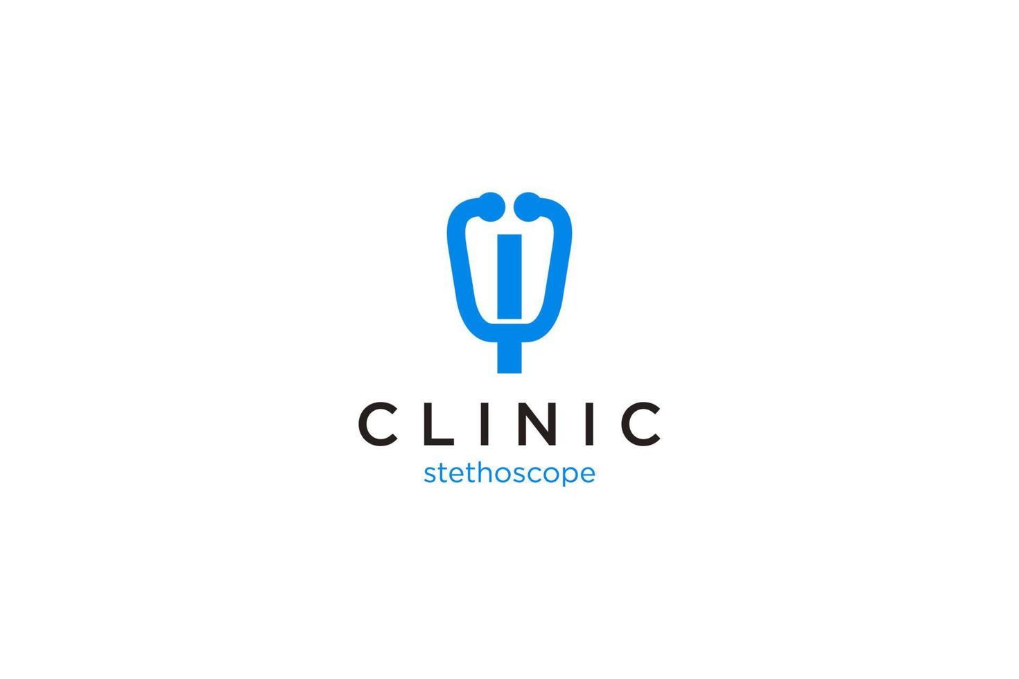 Letter I Logo with stethoscope for medical and pharmacy vector