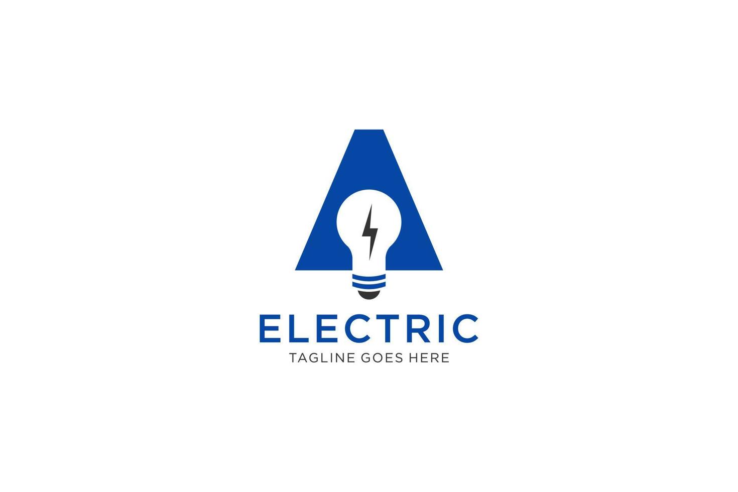 un diseño de logotipo de letra con bombilla y rayo. logotipo de letra de perno eléctrico. vector