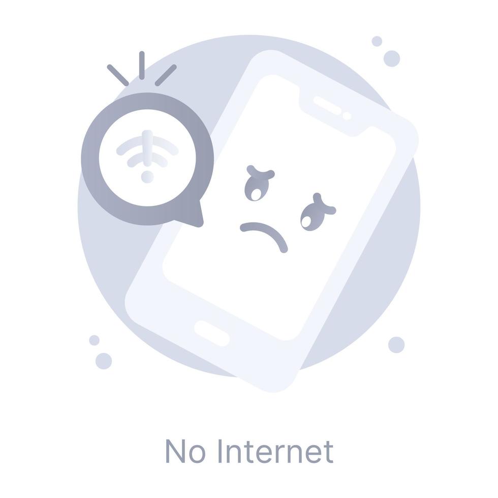 No internet, flat rounded icon in appealing graphic vector