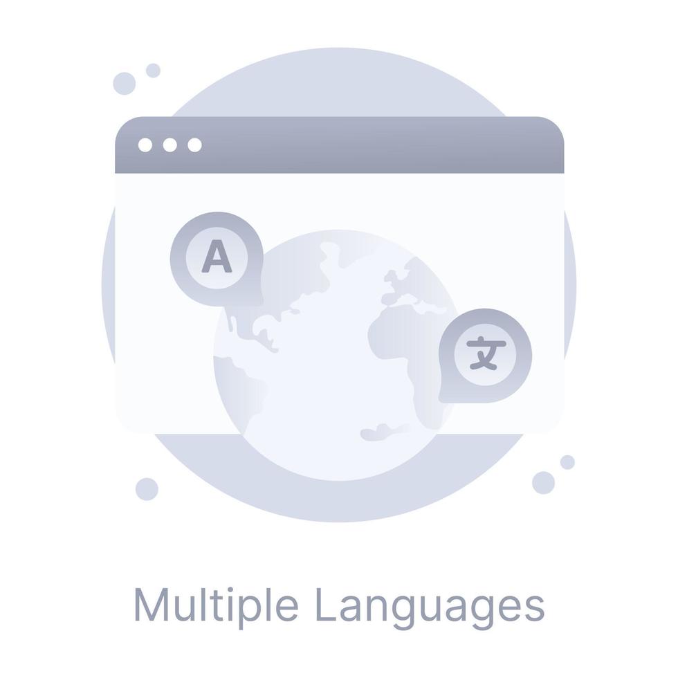 Multiple languages, a flat conceptual icon with download facility vector