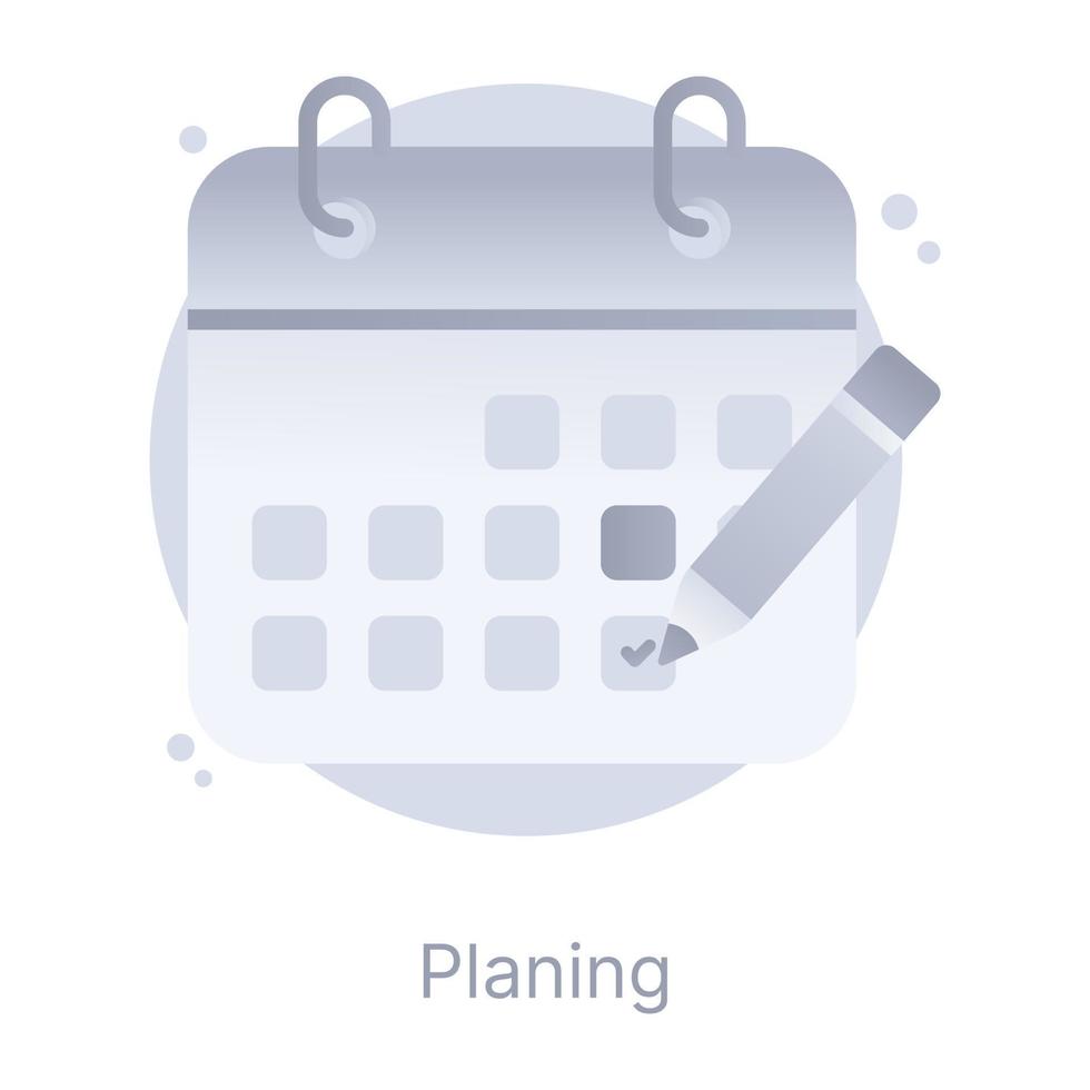 An event planning calendar, flat concept icon vector