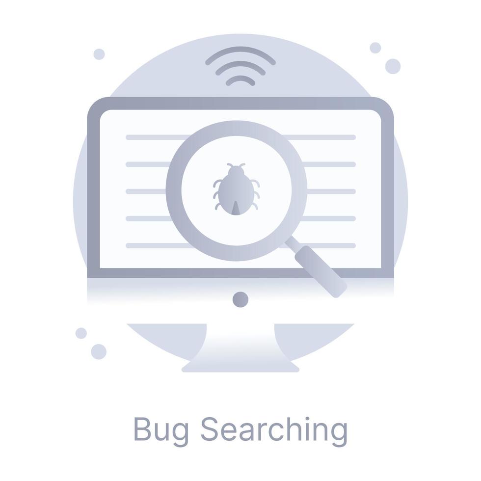 Bug searching flat round editable icon vector