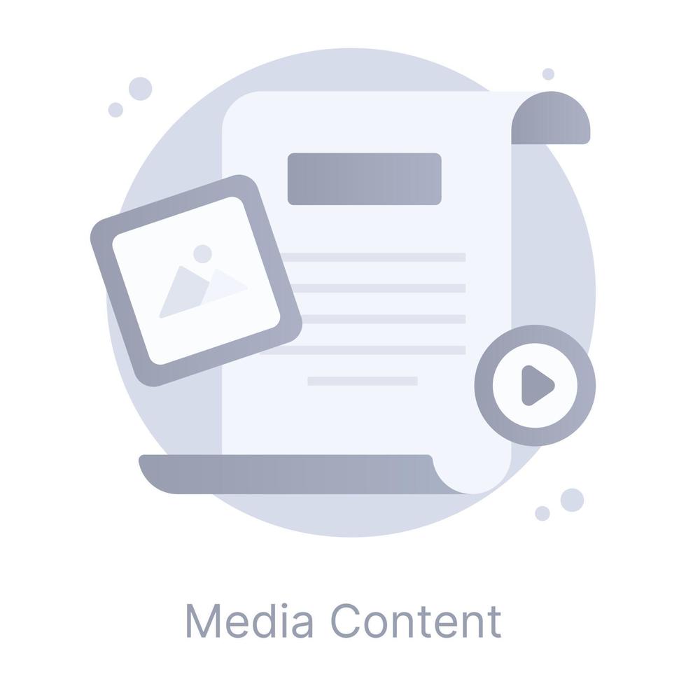 Media content, flat rounded icon in appealing graphic vector