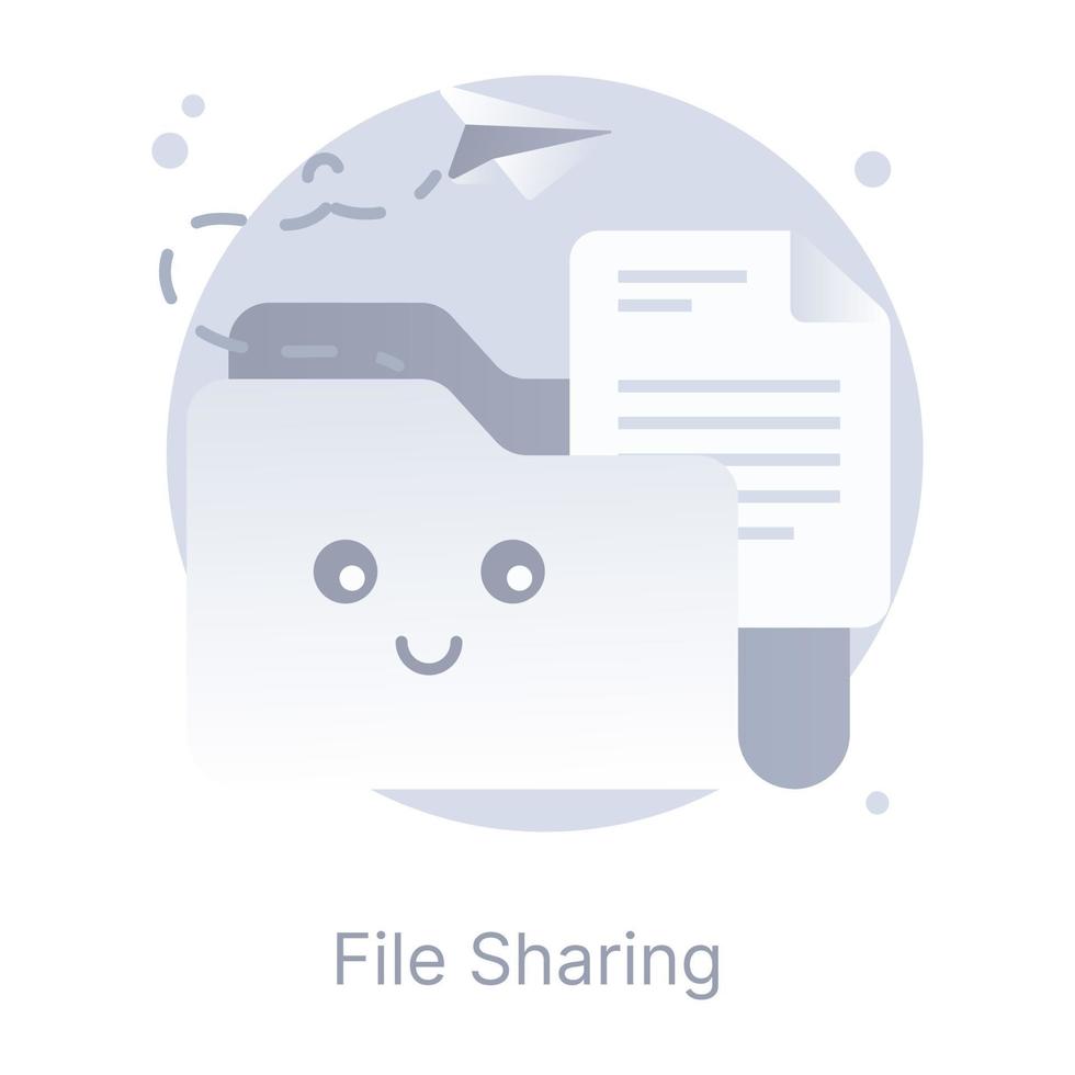 File sharing, a flat rounded icon is up for premium use vector