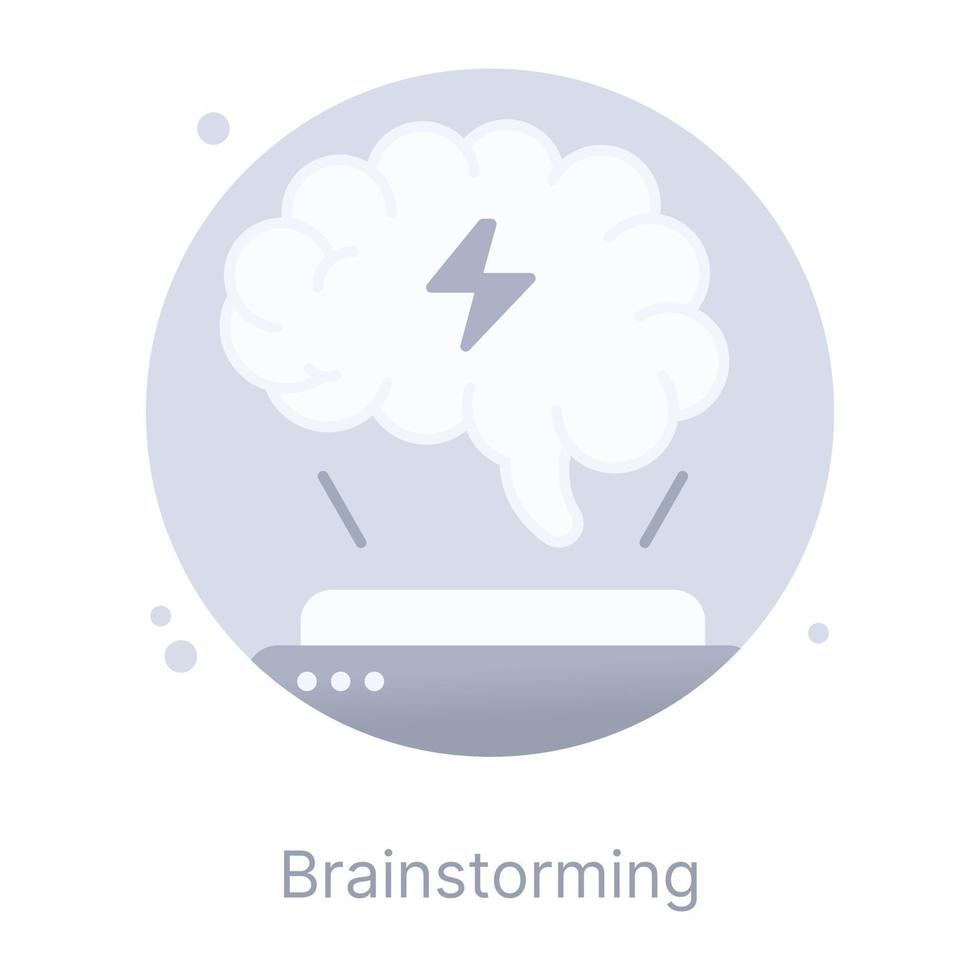 A modern flat rounded icon of brainstorming vector