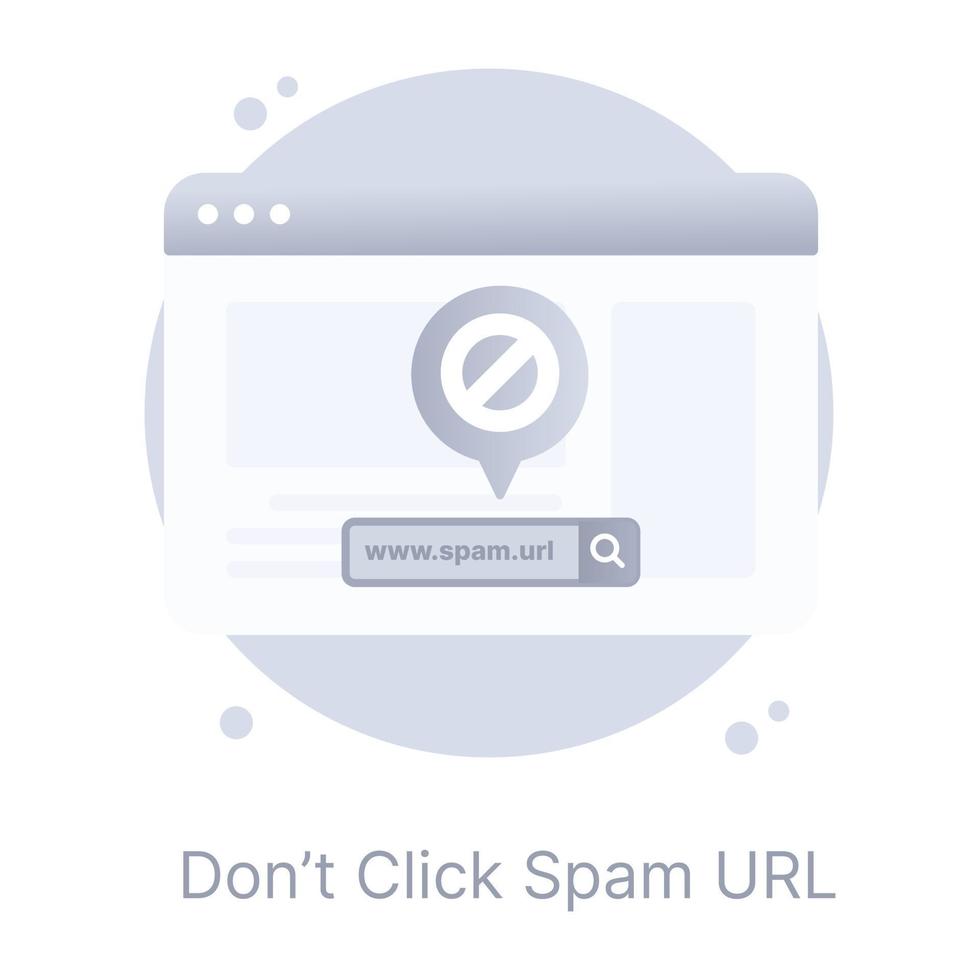 Spam url, flat concept icon on round background vector