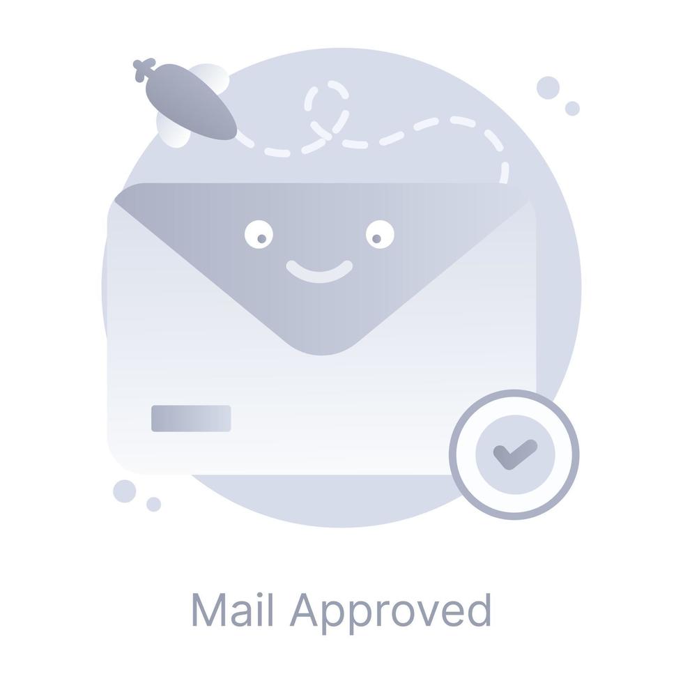 An icon of mail approved in modern flat design vector