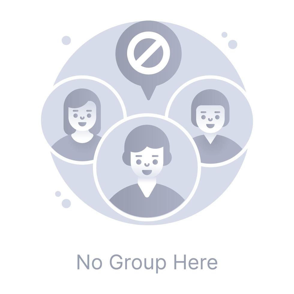 Grab this amazing flat conceptual icon of no group here vector