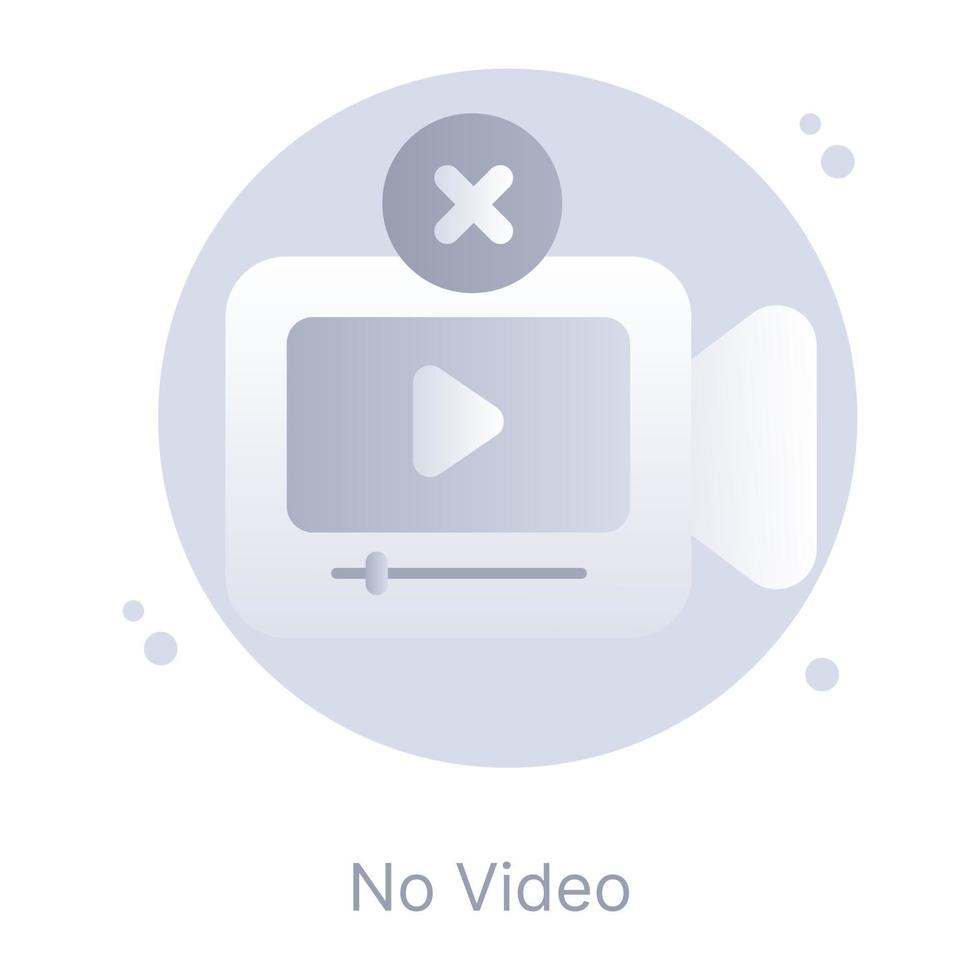 No video, flat concept icon vector
