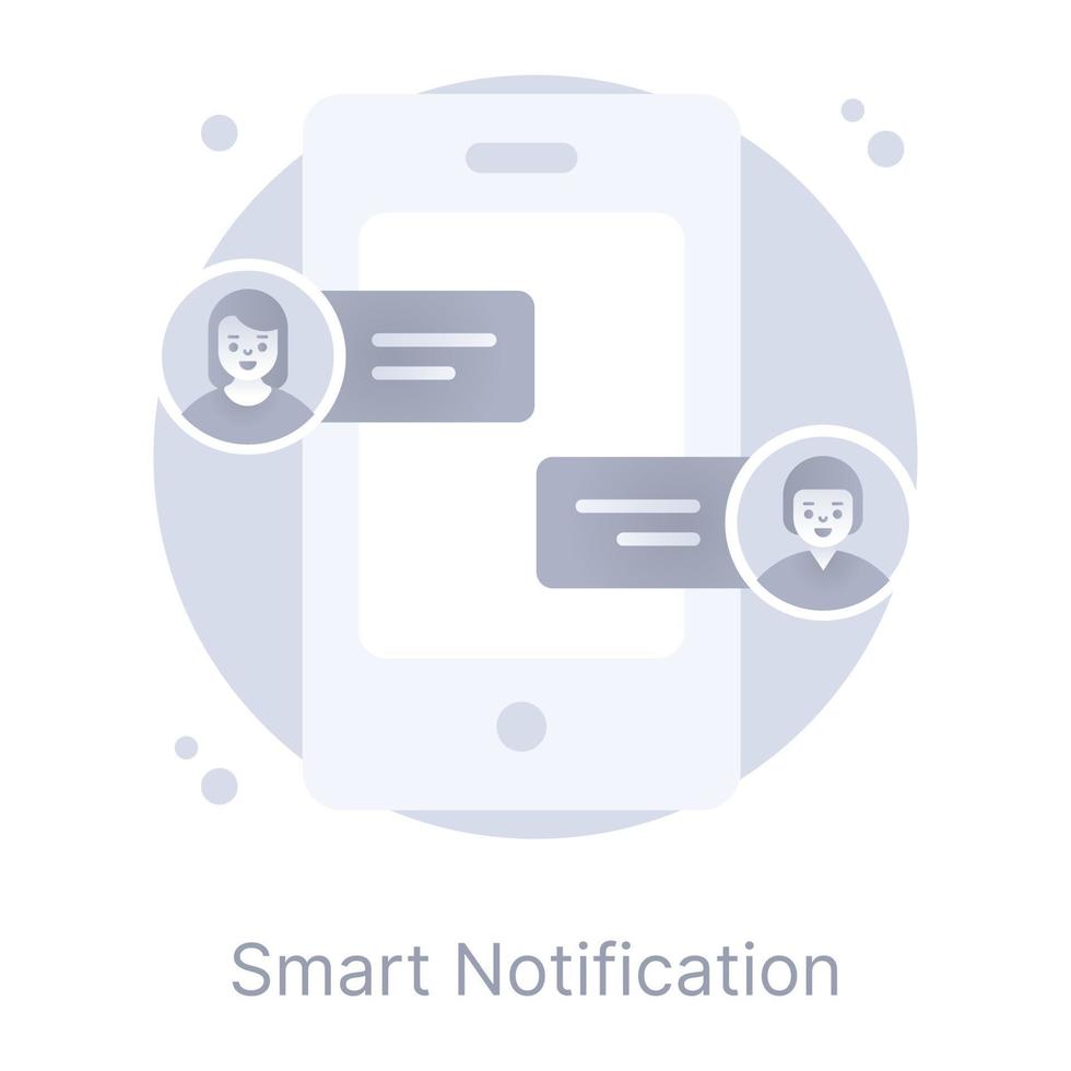Smart notification flat rounded editable icon vector