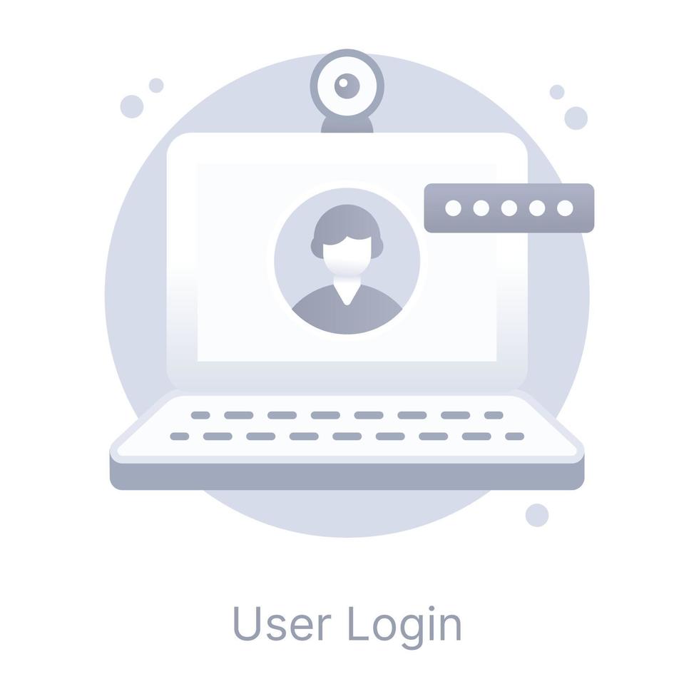 User login, is a flat conceptual icon with download facility vector