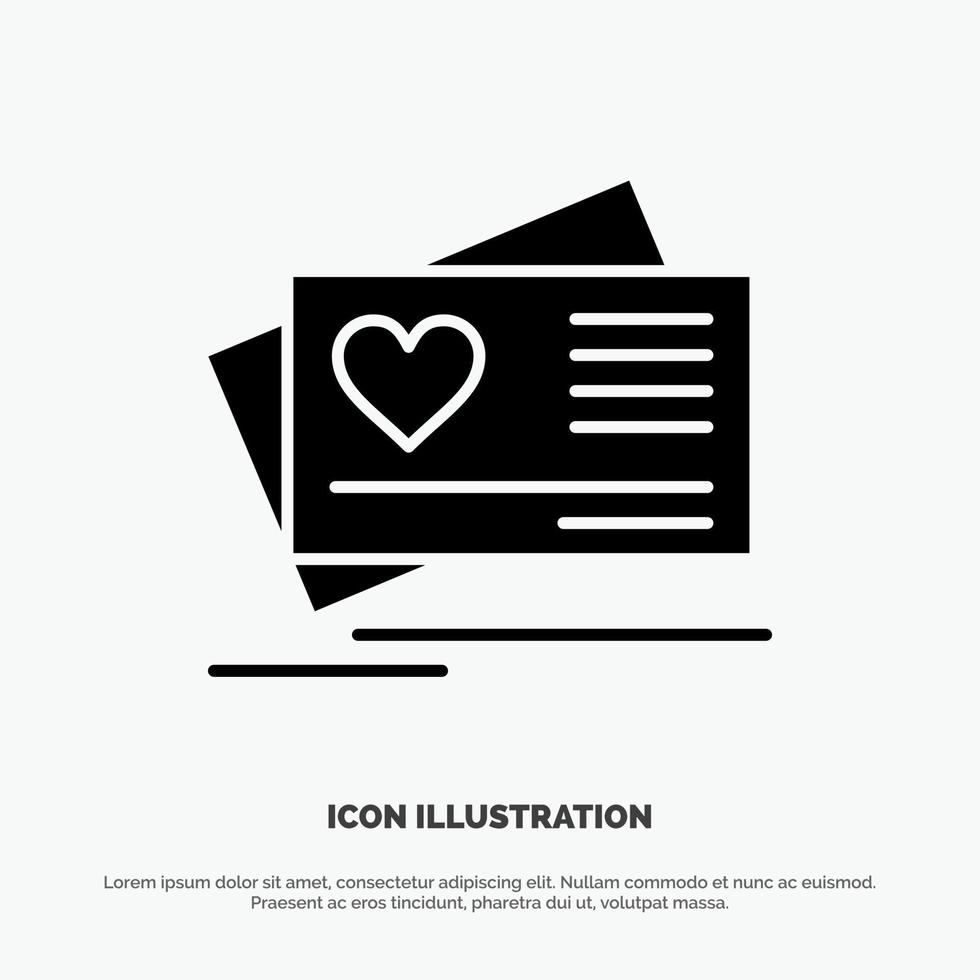 Card Love Heart Wedding solid Glyph Icon vector