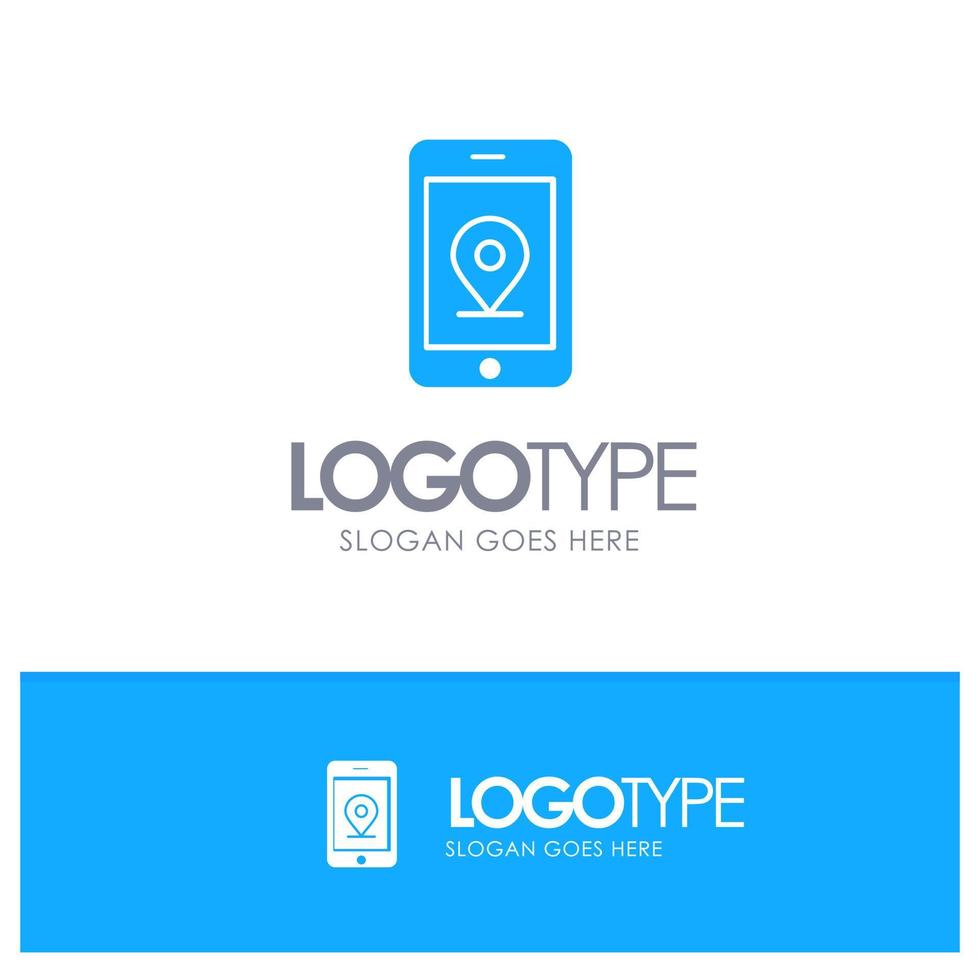 Mobile Internet Location Blue Solid Logo with place for tagline vector