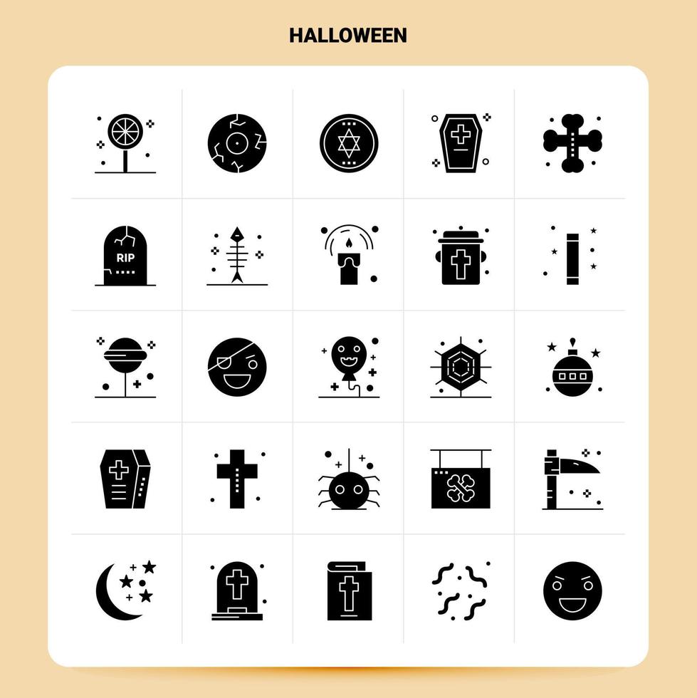 Solid 25 Halloween Icon set Vector Glyph Style Design Black Icons Set Web and Mobile Business ideas design Vector Illustration