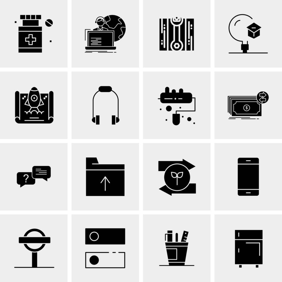 16 iconos de negocios universales vector ilustración de icono creativo para usar en proyectos relacionados con la web y dispositivos móviles