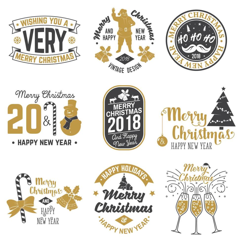 feliz navidad y feliz año nuevo 2018 plantilla retro con santa claus vector