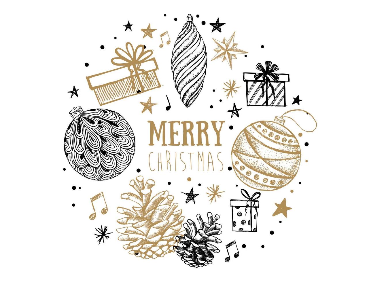 Christmas and New Year set. Hand drawn illustration. Vector. vector