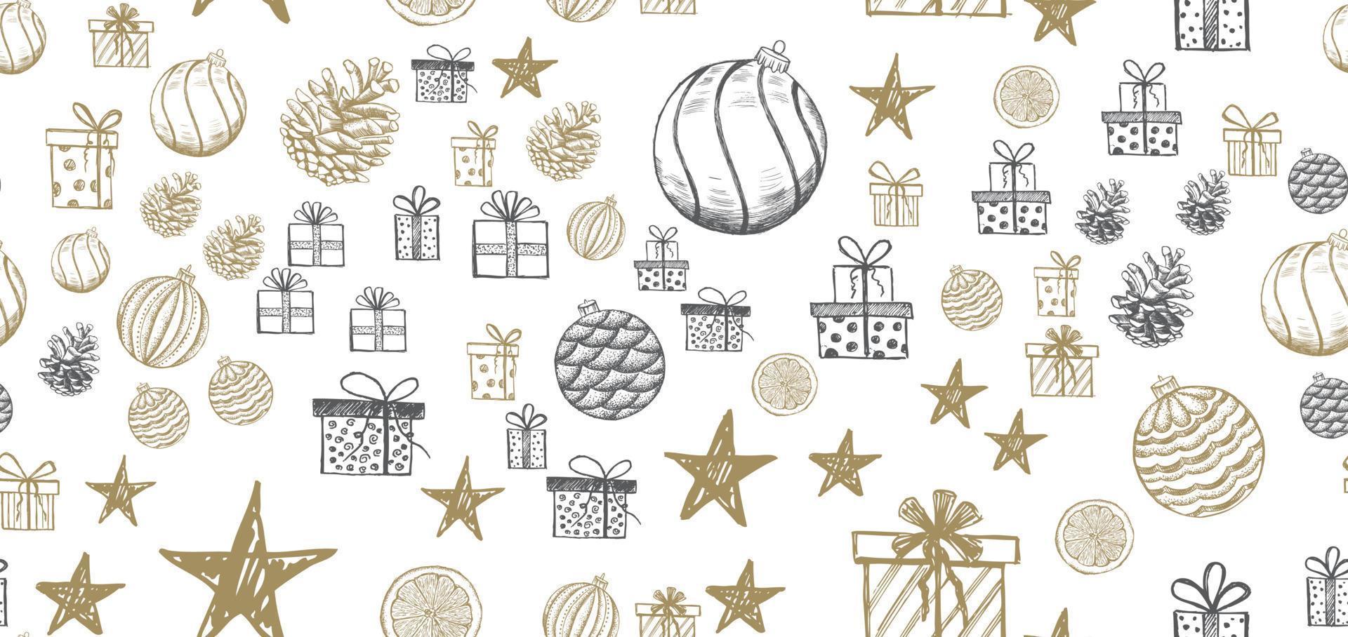 Christmas and New Year set. Hand drawn illustration. Vector. vector