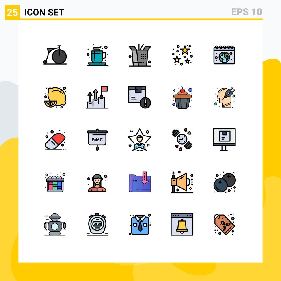 Universal Icon Symbols Group of 25 Modern Filled line Flat Colors of day globe food earth celebration Editable Vector Design Elements