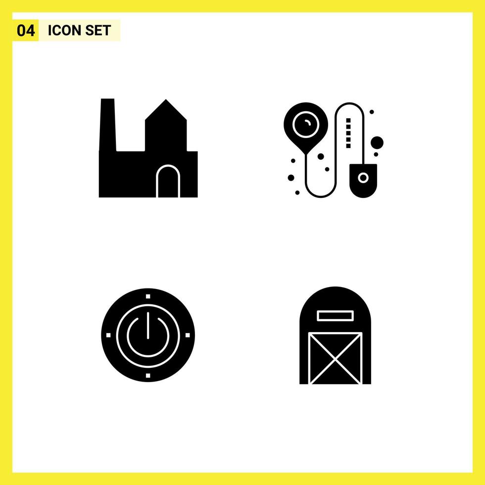 Modern Set of 4 Solid Glyphs Pictograph of factory power industry online agriculture Editable Vector Design Elements