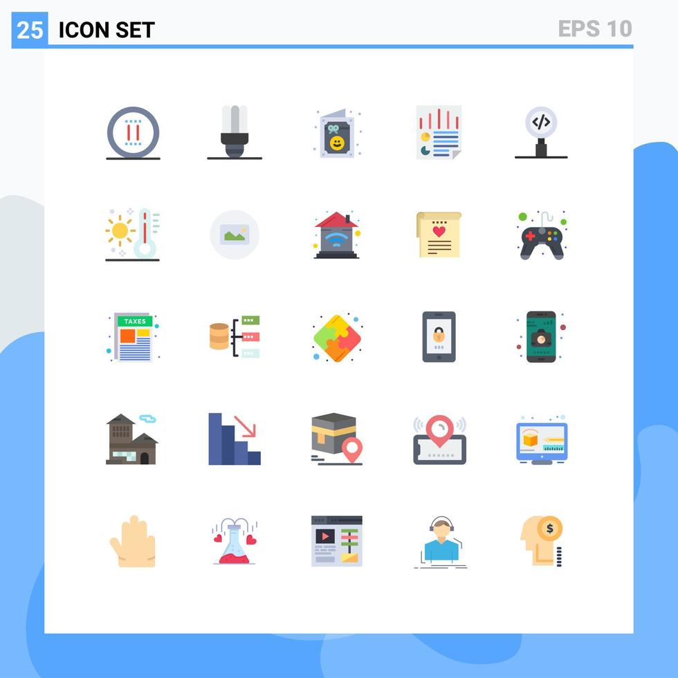 Set of 25 Commercial Flat Colors pack for coding user celebration report document Editable Vector Design Elements